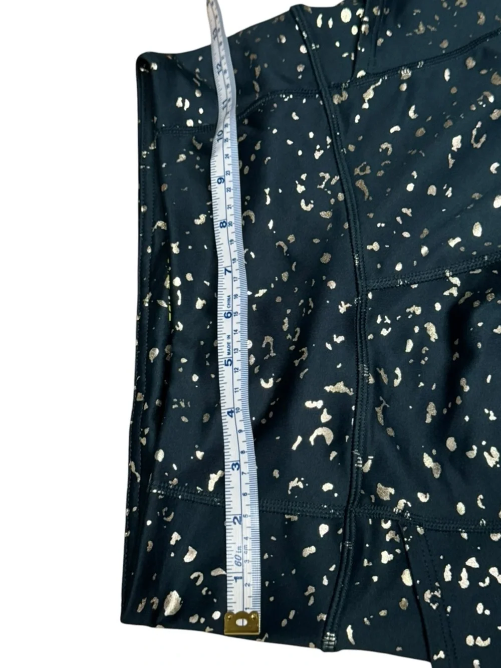 Tek Gear Leggings Size M Dark Green w/ Gold Splatter - Picture 6 of 6